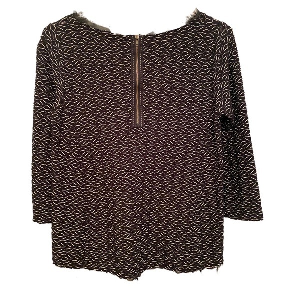 Anthropologie Black White Subtle Fringe Top Size‎ M - Picture 2 of 6